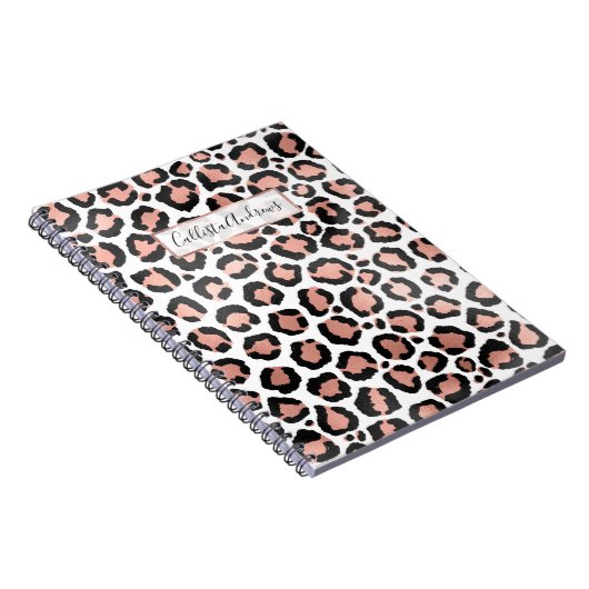 Moderne zwarte Chic-Roos Gold Foil Leopard-printer Notitieboek (Rechterzijde)