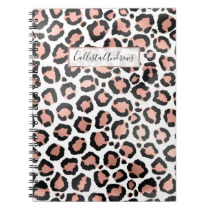 Moderne zwarte Chic-Roos Gold Foil Leopard-printer Notitieboek
