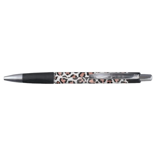 Moderne zwarte Chic-Roos Gold Foil Leopard-printer Pen (Achterkant)