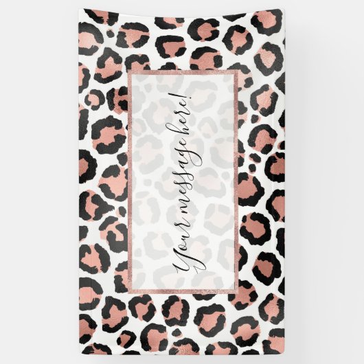 Moderne zwarte Chic-Roos Gold Foil Leopard-printer Spandoek (Verticaal)