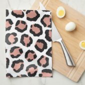 Moderne zwarte Chic-Roos Gold Foil Leopard-printer Theedoek (Quarter Fold)