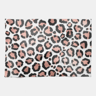 Moderne zwarte Chic-Roos Gold Foil Leopard-printer Theedoek