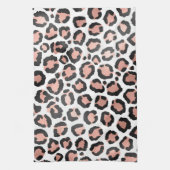 Moderne zwarte Chic-Roos Gold Foil Leopard-printer Theedoek (Verticaal)