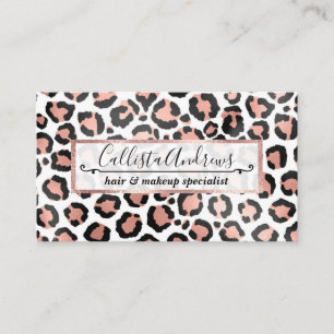 Moderne zwarte Chic-Roos Gold Foil Leopard-printer Visitekaartje