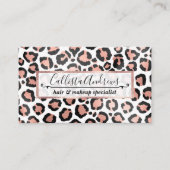 Moderne zwarte Chic-Roos Gold Foil Leopard-printer Visitekaartje (Voorkant)