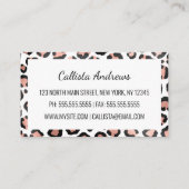 Moderne zwarte Chic-Roos Gold Foil Leopard-printer Visitekaartje (Achterkant)