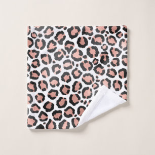 Moderne zwarte Chic-Roos Gold Foil Leopard-printer Washandje