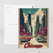 Moderne zwarte Chicago Illinois Skyline Briefkaart (Voorkant / Achterkant)
