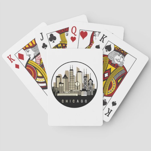 Moderne zwarte Chicago Illinois Skyline Pokerkaarten (Achterkant)