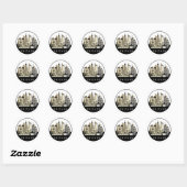 Moderne zwarte Chicago Illinois Skyline Ronde Sticker (Vel)