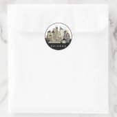 Moderne zwarte Chicago Illinois Skyline Ronde Sticker (Tas)