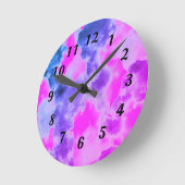 Moderne zwarte cijfers: kleurrijke wolken wandklok (Hoek)