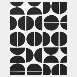 Moderne zwarte cirkel in de midden eeuw abstract fleece deken