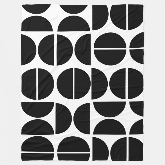 Moderne zwarte cirkel in de midden eeuw abstract fleece deken (Voorkant)