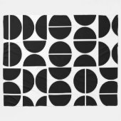 Moderne zwarte cirkel in de midden eeuw abstract fleece deken (Voorkant (Horizontaal))