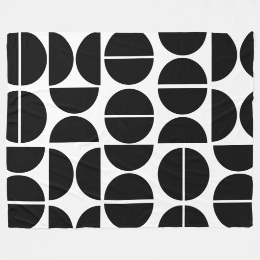 Moderne zwarte cirkel in de midden eeuw abstract fleece deken (Voorkant (Horizontaal))