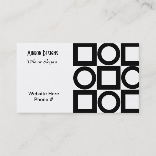 Moderne zwarte cirkels en vierkantjes visitekaartje (Voorkant)