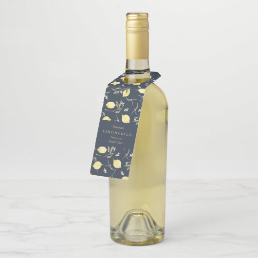 Moderne zwarte citroenen Limoncello Evenement Brui Flessenhanger (Schuin)