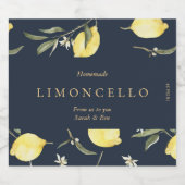 Moderne zwarte citroenen Limoncello Evenement Brui Likeurfles Etiket (Enkel label)