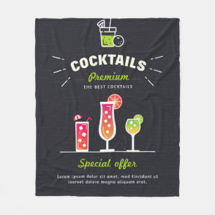 Moderne zwarte cocktail fleece deken