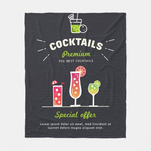 Moderne zwarte cocktail fleece deken (Voorkant)