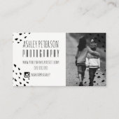 Moderne zwarte confetti polka dots foto 2 visitekaartje (Voorkant)