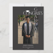 Moderne Zwarte Congrats Graduate Foto Aankondiging (Voorkant)
