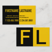 Moderne zwarte contrastkaart met zwart geel profie visitekaartje (Voorkant / Achterkant)