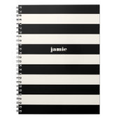 Moderne zwarte & cream Stripes op maat Notitieboek (Voorkant)