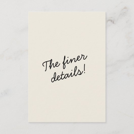 Moderne zwarte crème grillige retro bruiloft detai informatiekaartje (Achterkant)