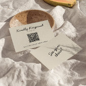 Moderne zwarte crème QR-code Heldere retro bruilof RSVP Kaartje