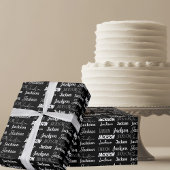 Moderne Zwarte Custom Typography Collage Verjaarda Cadeaupapier