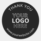 Moderne zwarte dank voor zakelijke Logo Ronde Sticker (Voorkant)