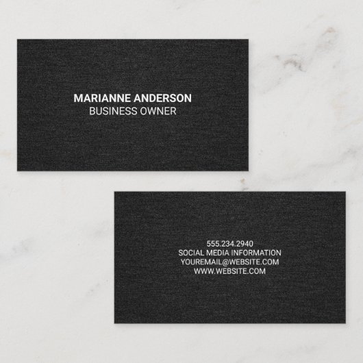 Moderne zwarte denim Fabric-achtergrond Visitekaartje (Voorkant / Achterkant)