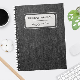 Moderne zwarte denim textuur stof print notitieboek