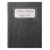Moderne zwarte denim textuur stof print notitieboek (Voorkant)