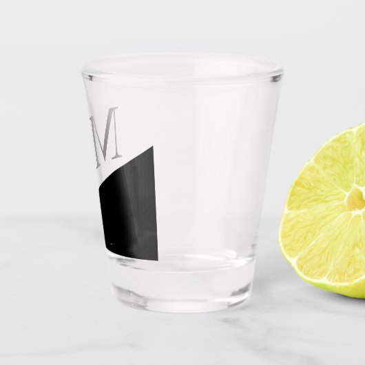 Moderne zwarte diagonaal | Monogram Shot Glas (Rechts)