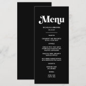 Moderne Zwarte Disco Bruiloft Menu (Voorkant / Achterkant)