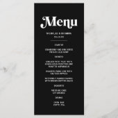 Moderne zwarte disco bruiloft menu (Voorkant)