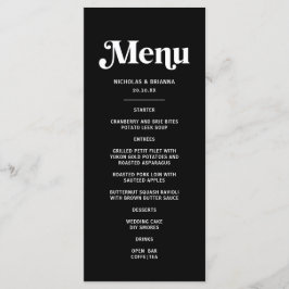 Moderne Zwarte Disco Bruiloft Menu