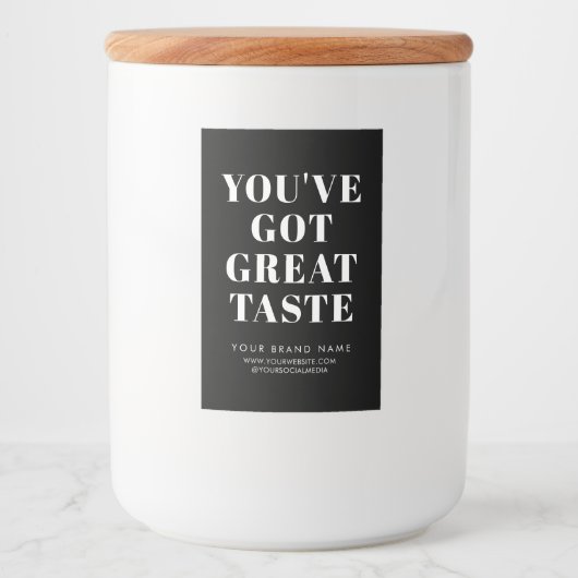 Moderne zwarte doos zegel verpakking label voedselcontainer etiket (Voorkant)