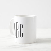 Moderne Zwarte Driedelige Monogram Koffiemok (Voorkant links)