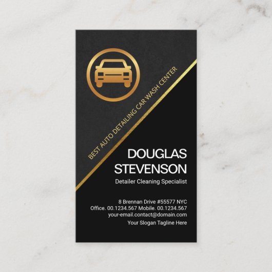 Moderne zwarte driehoek Gold line autodetector Visitekaartje (Voorkant)