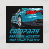 Moderne zwarte druk wasprogramma mobiele auto vierkante visitekaartje (Voorkant)