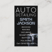 Moderne zwarte druk wasprogramma mobiele auto visitekaartje (Voorkant)