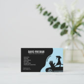 Moderne zwarte druk wasprogramma mobiele auto visitekaartje (Staand voorkant)