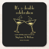 Moderne Zwarte Dubbele Viering Gemeenschappelijke  Kartonnen Onderzetters (Voorkant)