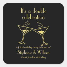 Moderne Zwarte Dubbele Viering Gemeenschappelijke  Vierkante Sticker