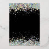 Moderne zwarte echte Folie voor glitter-tafelkaart Uitnodiging (Achterkant)