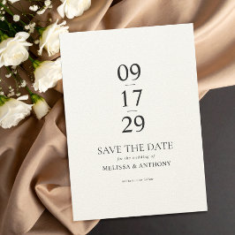 Moderne zwarte Ecru minimalistische bruiloft Save The Date